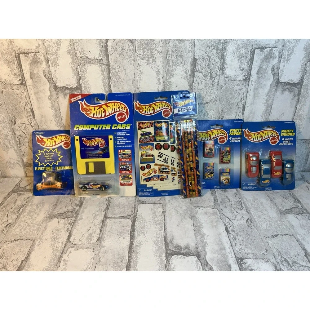 Vintage 90s Hot Wheels Party Favors: Stickers, Pencils, Erasers, Sharpeners, Etc